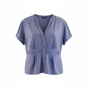 a.n.a Woman's Plus 2X Periwinkle Blue Button Front Pintuck Peplum Top